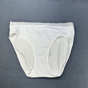 Bali Women's Size Medium 6 Panty Brief Stripe White And Gray New Without Tags